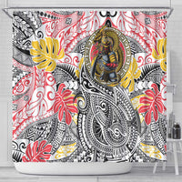 Japanese Samurai Warrior Shower Curtain Colorful Polynesian Tattoo Style LT9 - Polynesian Pride