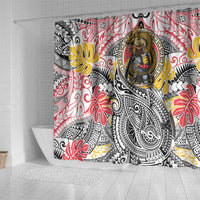 Japanese Samurai Warrior Shower Curtain Colorful Polynesian Tattoo Style LT9 - Polynesian Pride