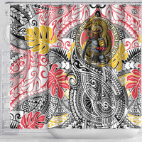 Japanese Samurai Warrior Shower Curtain Colorful Polynesian Tattoo Style LT9 - Polynesian Pride