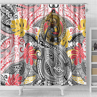 Japanese Samurai Warrior Shower Curtain Colorful Polynesian Tattoo Style LT9 - Polynesian Pride