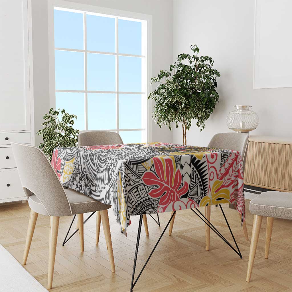 Japanese Samurai Warrior Tablecloth Colorful Polynesian Tattoo Style