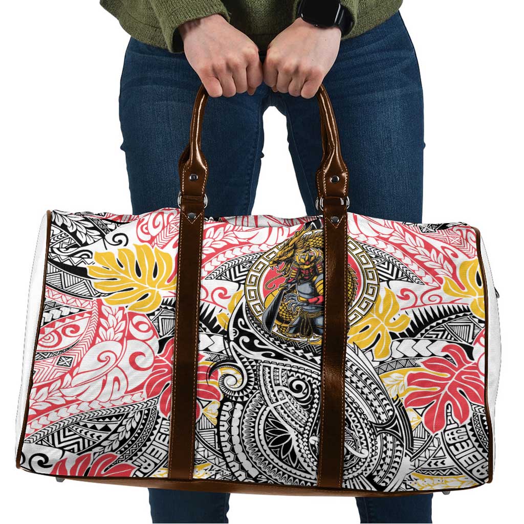 Japanese Samurai Warrior Travel Bag Colorful Polynesian Tattoo Style - Polynesian Pride