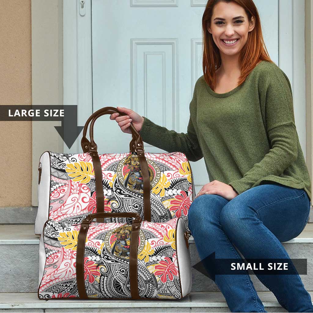 Japanese Samurai Warrior Travel Bag Colorful Polynesian Tattoo Style - Polynesian Pride