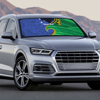 Solomon Islands Independence Day 1978 Personalised Auto Sun Shade Polynesian Pattern with Flag Style - Polynesian Pride