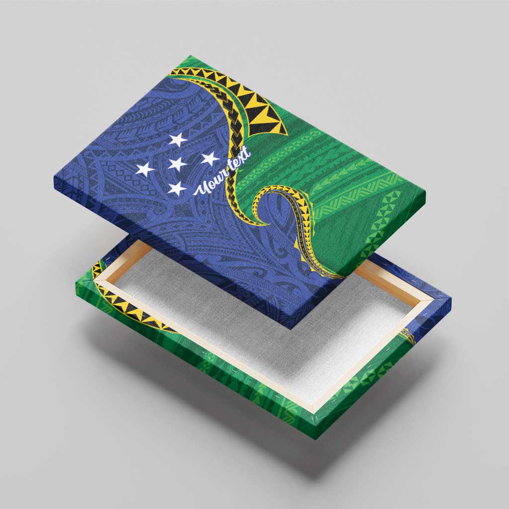 Solomon Islands Independence Day 1978 Personalised Canvas Wall Art Polynesian Pattern with Flag Style