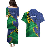 Solomon Islands Independence Day 1978 Personalised Couples Matching Puletasi and Hawaiian Shirt Polynesian Pattern with Flag Style LT9 - Polynesian Pride