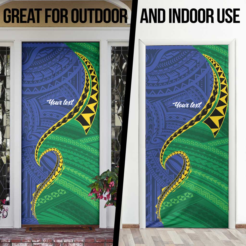 Solomon Islands Independence Day 1978 Personalised Door Cover Polynesian Pattern with Flag Style - Polynesian Pride