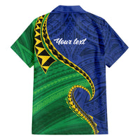 Solomon Islands Independence Day 1978 Personalised Family Matching Long Sleeve Bodycon Dress and Hawaiian Shirt Polynesian Pattern with Flag Style