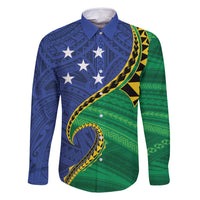 Solomon Islands Independence Day 1978 Personalised Family Matching Long Sleeve Bodycon Dress and Hawaiian Shirt Polynesian Pattern with Flag Style