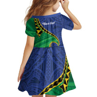 Solomon Islands Independence Day 1978 Personalised Family Matching Off The Shoulder Long Sleeve Dress and Hawaiian Shirt Polynesian Pattern with Flag Style