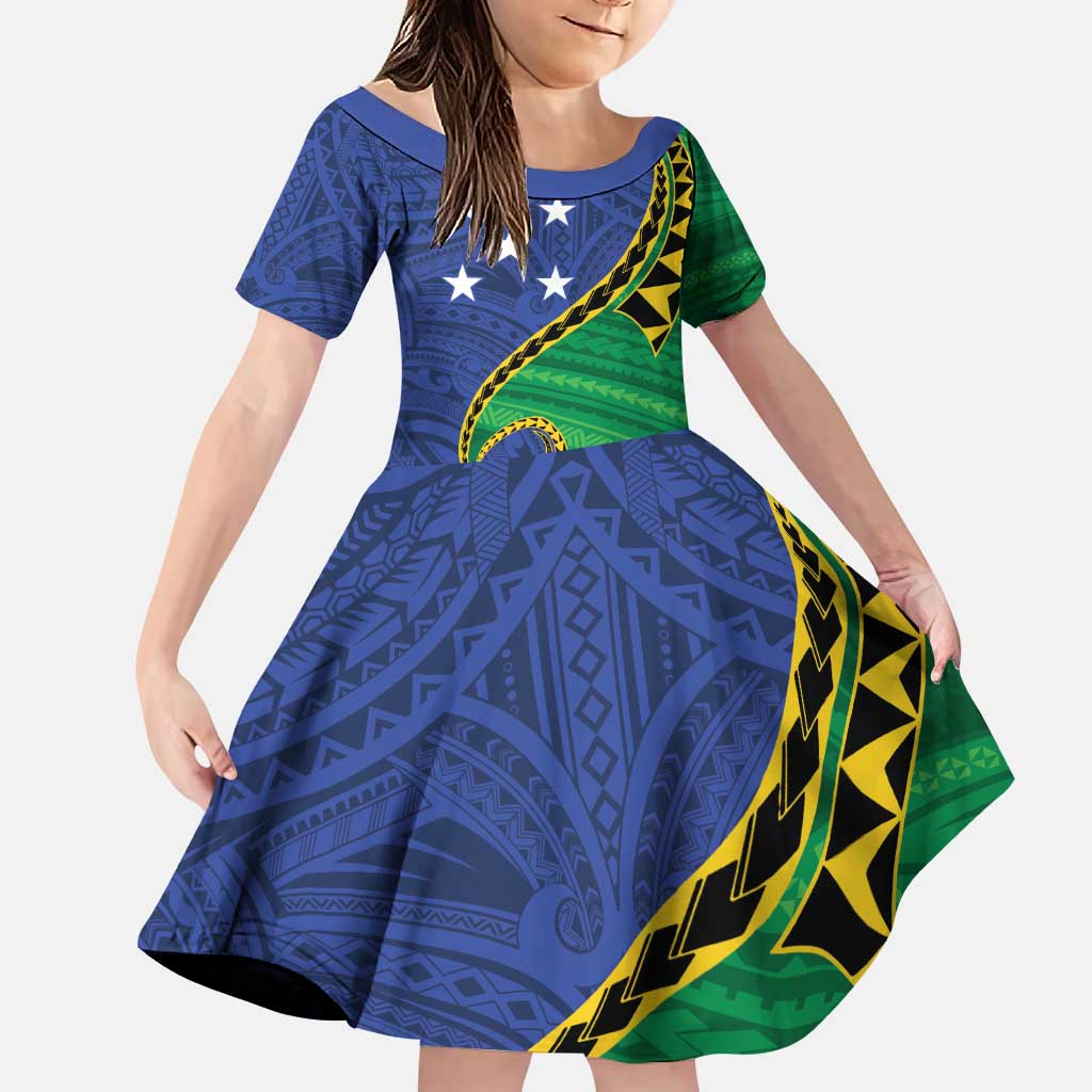 Solomon Islands Independence Day 1978 Personalised Family Matching Puletasi and Hawaiian Shirt Polynesian Pattern with Flag Style