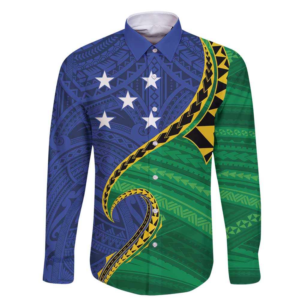 Solomon Islands Independence Day 1978 Personalised Family Matching Puletasi and Hawaiian Shirt Polynesian Pattern with Flag Style