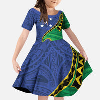 Solomon Islands Independence Day 1978 Personalised Family Matching Summer Maxi Dress and Hawaiian Shirt Polynesian Pattern with Flag Style