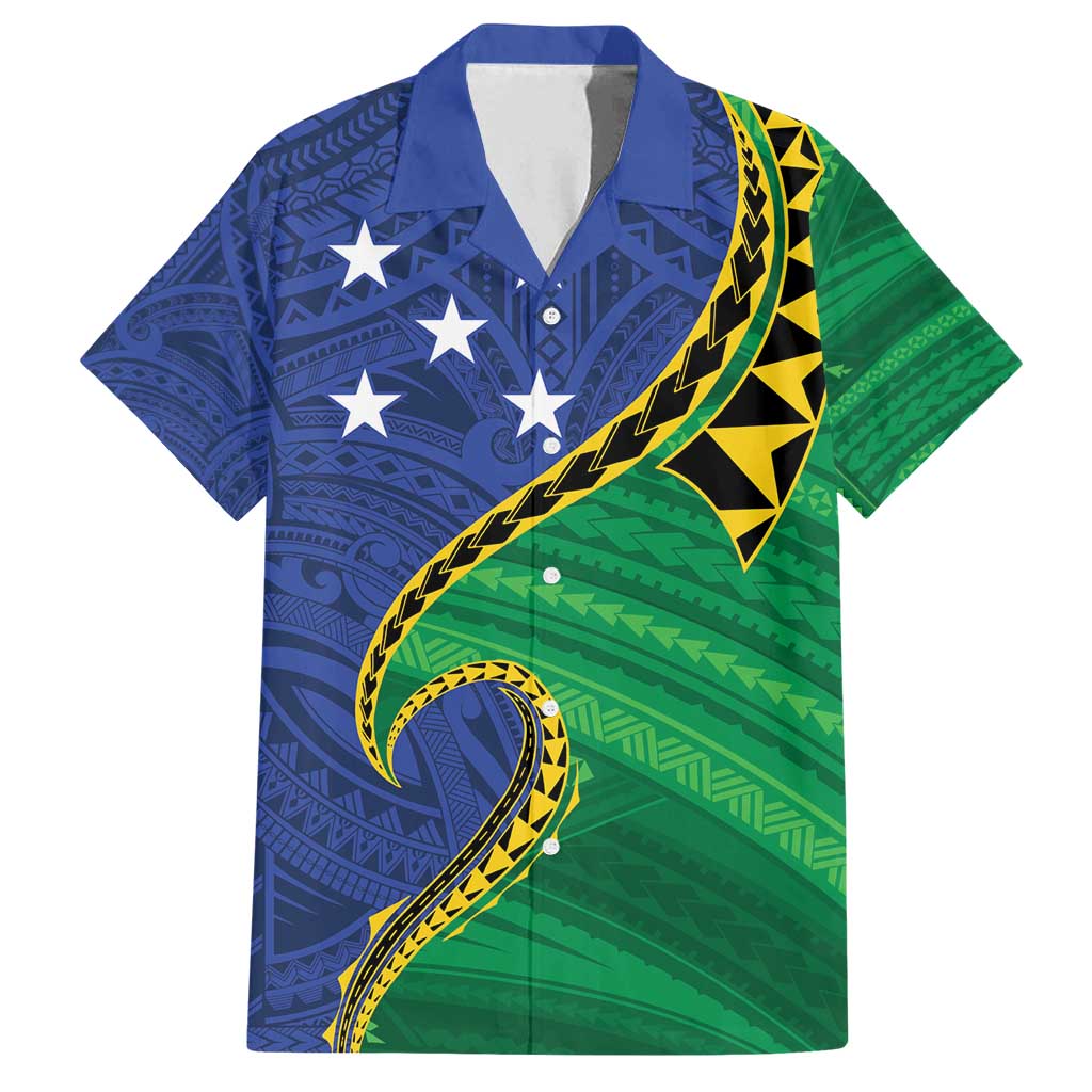 Solomon Islands Independence Day 1978 Personalised Family Matching Summer Maxi Dress and Hawaiian Shirt Polynesian Pattern with Flag Style