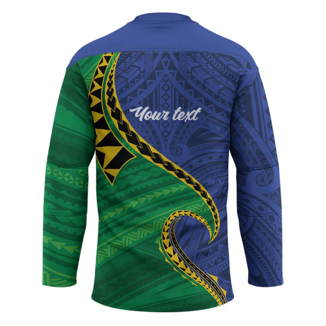 Solomon Islands Independence Day 1978 Personalised Hockey Jersey Polynesian Pattern with Flag Style - Polynesian Pride