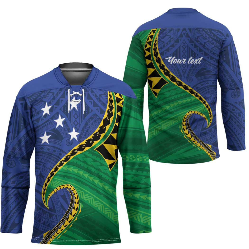 Solomon Islands Independence Day 1978 Personalised Hockey Jersey Polynesian Pattern with Flag Style - Polynesian Pride