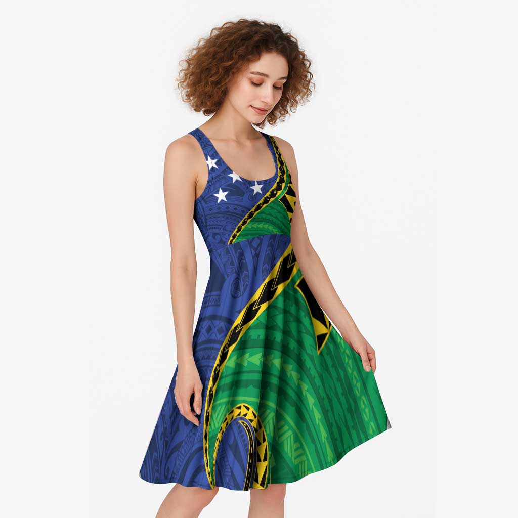 Solomon Islands Independence Day 1978 Personalised Midi Dress Polynesian Pattern with Flag Style - Polynesian Pride