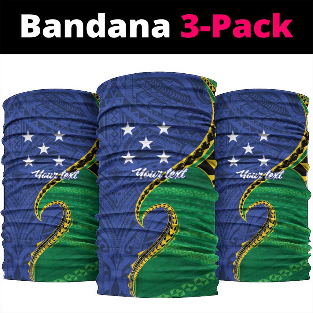 Solomon Islands Independence Day 1978 Personalised Neck Gaiter Polynesian Pattern with Flag Style - Polynesian Pride