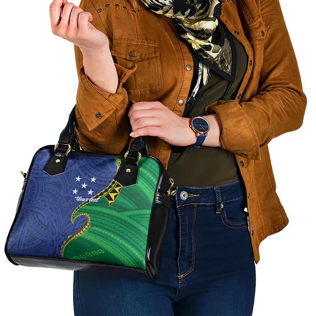 Solomon Islands Independence Day 1978 Personalised Shoulder Handbag Polynesian Pattern with Flag Style
