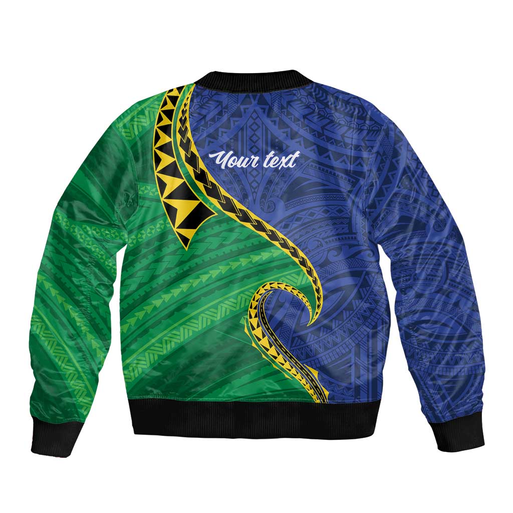 Solomon Islands Independence Day 1978 Personalised Sleeve Zip Bomber Jacket Polynesian Pattern with Flag Style