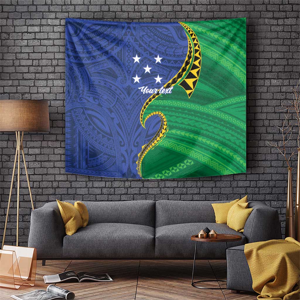 Solomon Islands Independence Day 1978 Personalised Tapestry Polynesian Pattern with Flag Style