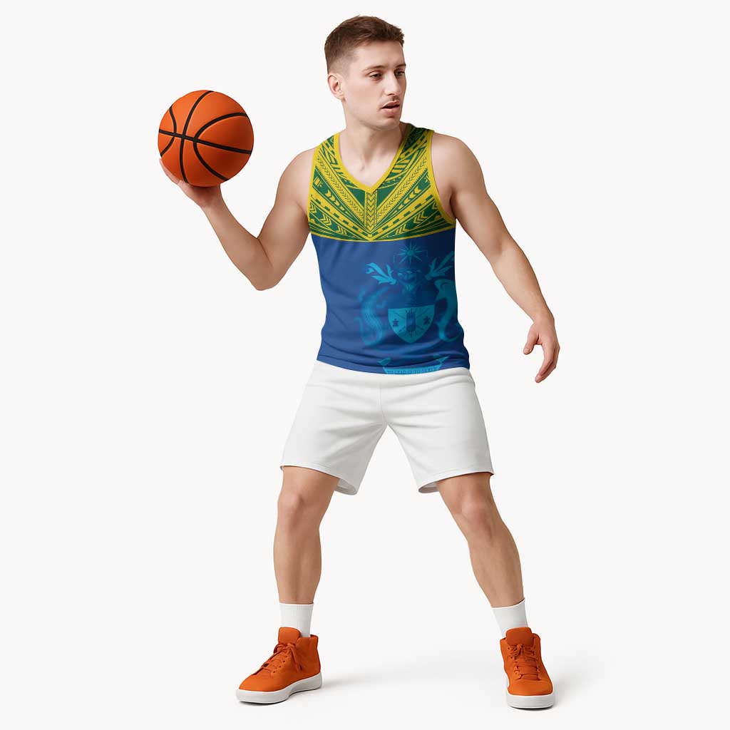 Solomon Islands Rugby Custom Basketball Jersey Simple Coat of arm Polynesian Pattern - Polynesian Pride