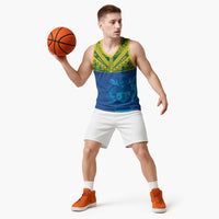 Solomon Islands Rugby Custom Basketball Jersey Simple Coat of arm Polynesian Pattern - Polynesian Pride