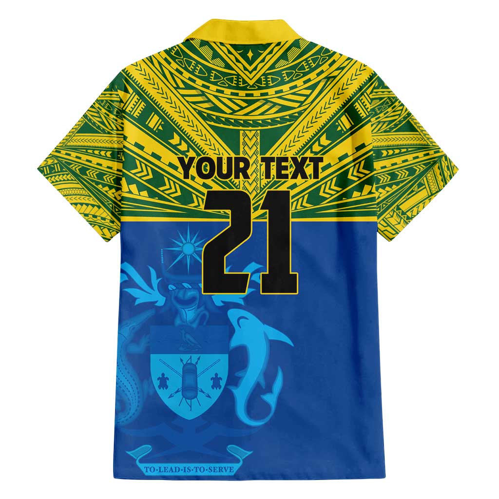 Solomon Islands Rugby Custom Family Matching Summer Maxi Dress and Hawaiian Shirt Simple Coat of arm Polynesian Pattern