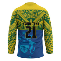 Solomon Islands Rugby Custom Hockey Jersey Simple Coat of arm Polynesian Pattern - Polynesian Pride