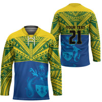 Solomon Islands Rugby Custom Hockey Jersey Simple Coat of arm Polynesian Pattern - Polynesian Pride