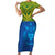 Solomon Islands Rugby Custom Short Sleeve Bodycon Dress Simple Coat of arm Polynesian Pattern