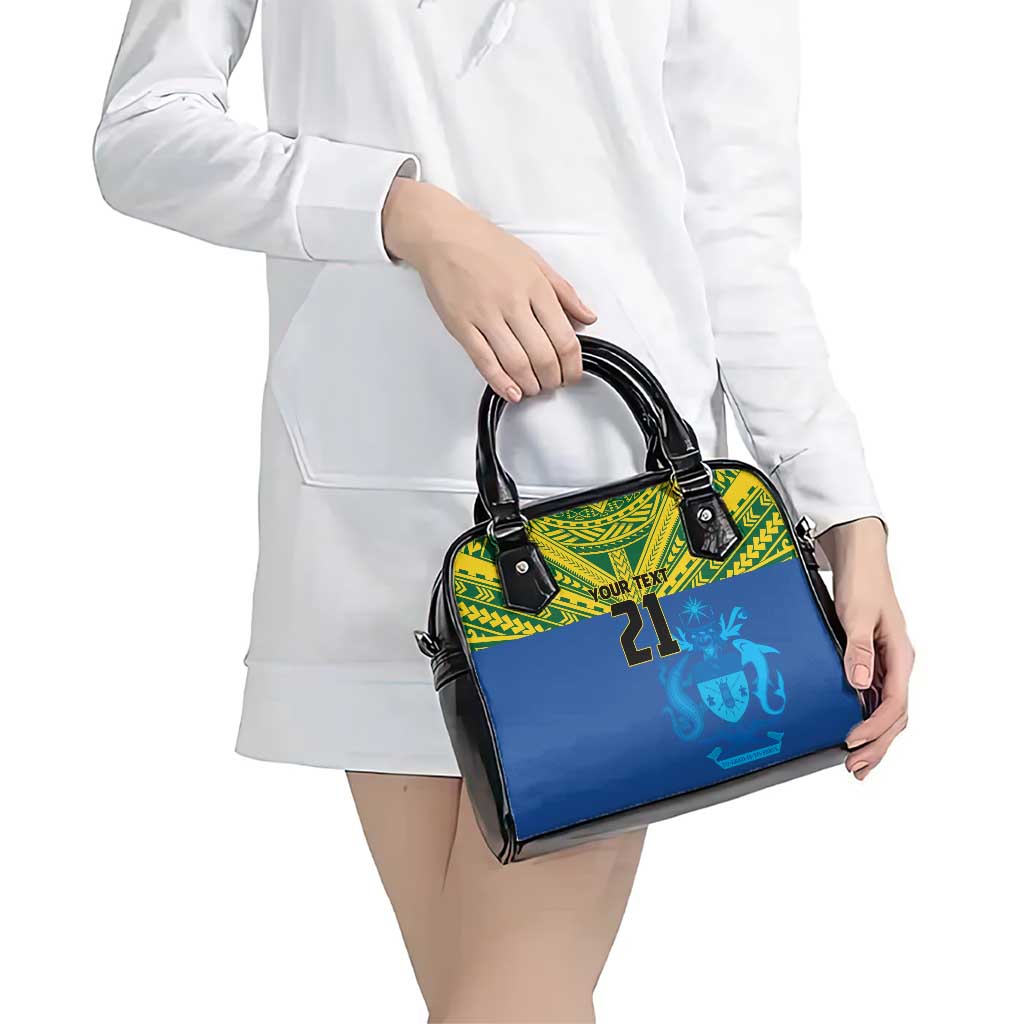 Solomon Islands Rugby Custom Shoulder Handbag Simple Coat of arm Polynesian Pattern
