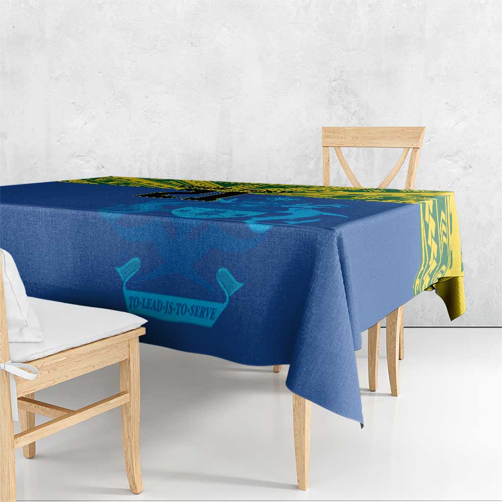 Solomon Islands Rugby Custom Tablecloth Simple Coat of arm Polynesian Pattern