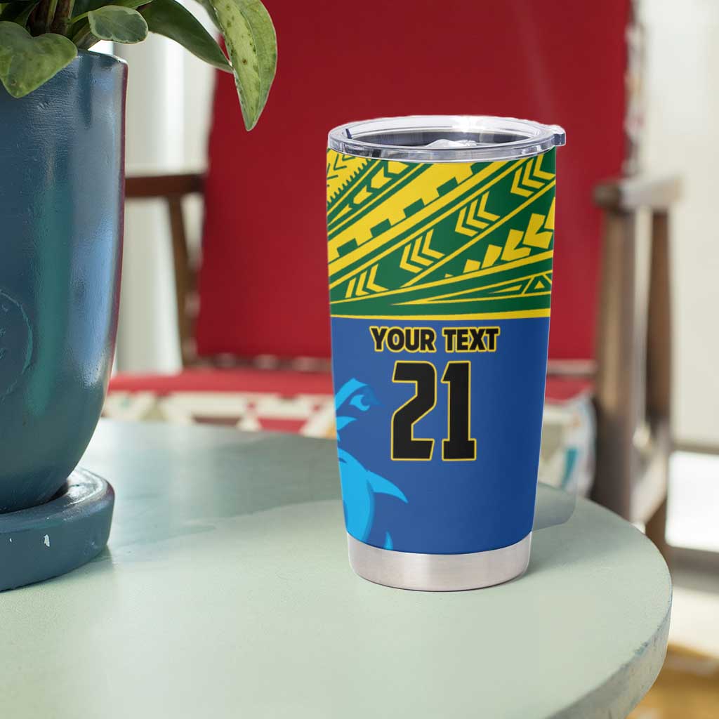 Solomon Islands Rugby Custom Tumbler Cup Simple Coat of arm Polynesian Pattern
