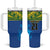 Solomon Islands Rugby Custom Tumbler With Handle Simple Coat of arm Polynesian Pattern