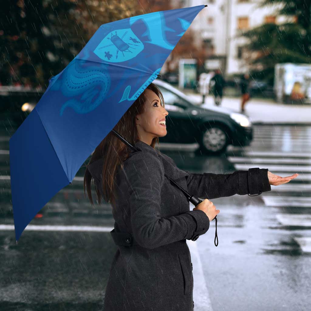 Solomon Islands Rugby Custom Umbrella Simple Coat of arm Polynesian Pattern - Polynesian Pride