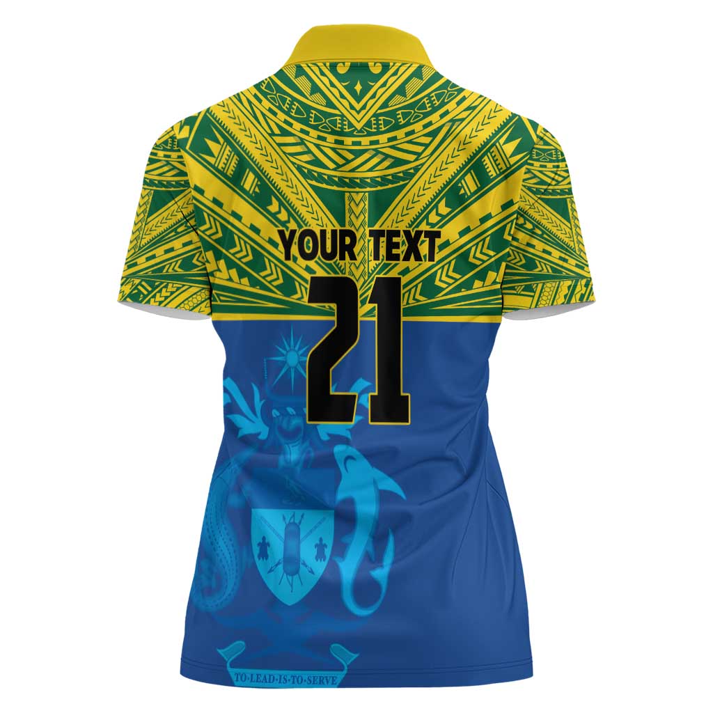 Solomon Islands Rugby Custom Women Polo Shirt Simple Coat of arm Polynesian Pattern LT9 - Polynesian Pride
