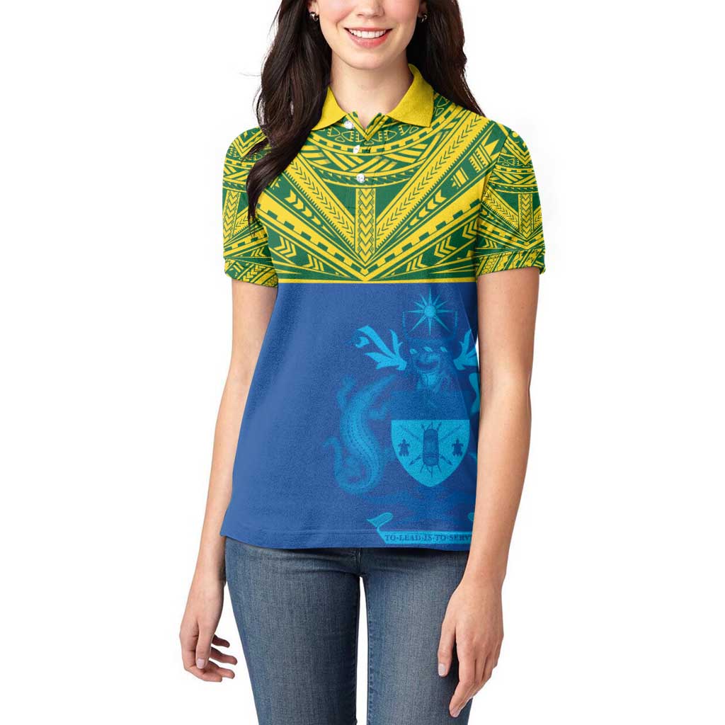 Solomon Islands Rugby Custom Women Polo Shirt Simple Coat of arm Polynesian Pattern LT9 - Polynesian Pride