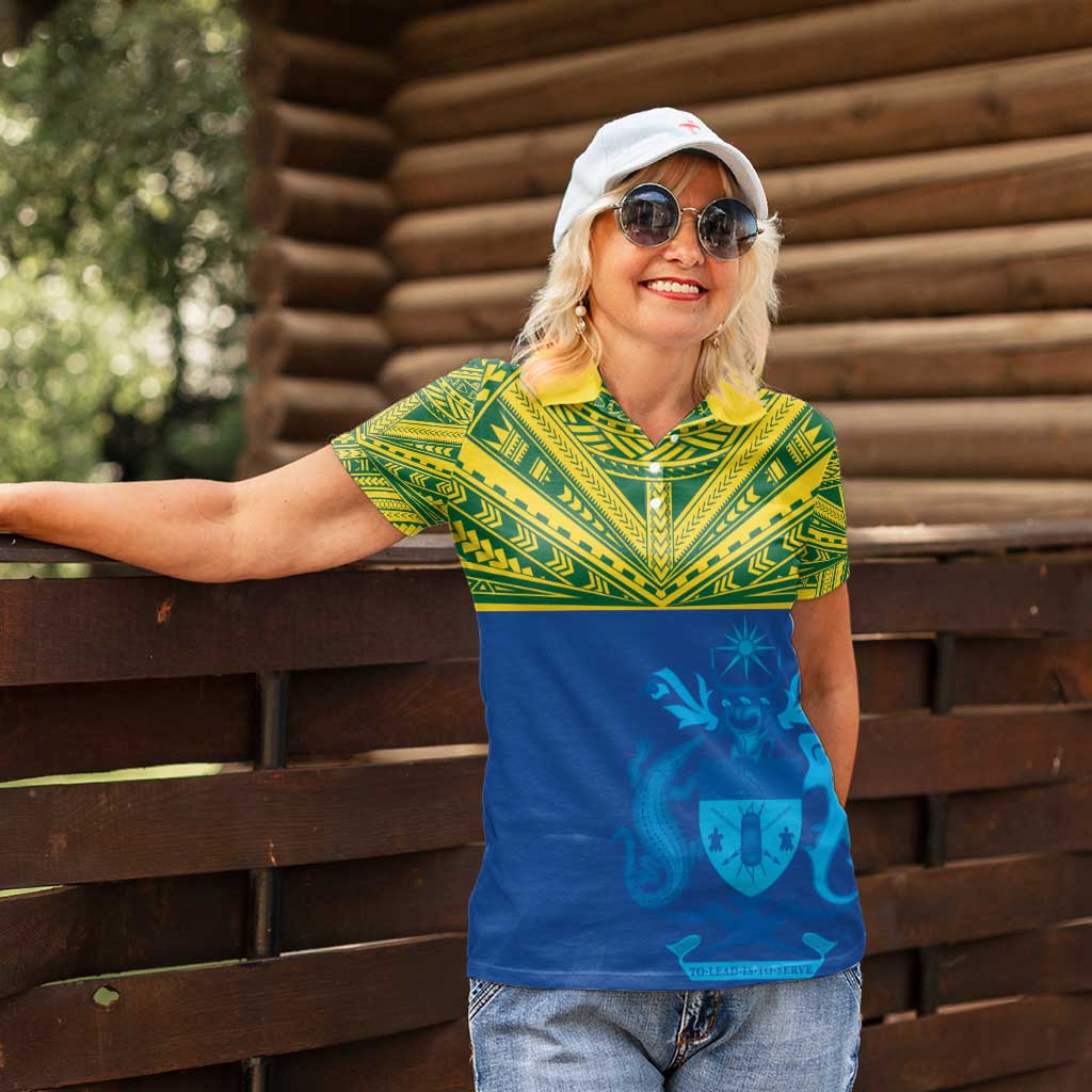 Solomon Islands Rugby Custom Women Polo Shirt Simple Coat of arm Polynesian Pattern LT9 - Polynesian Pride