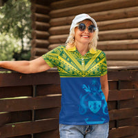 Solomon Islands Rugby Custom Women Polo Shirt Simple Coat of arm Polynesian Pattern LT9 - Polynesian Pride