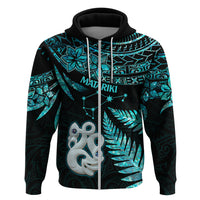 Matariki New Zealand Hoodie Maori Manaia with Paua Shell Aqua LT9 - Polynesian Pride