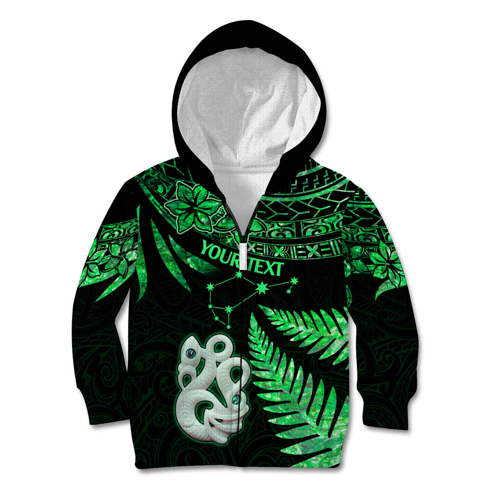 Custom Maori Kid Hoodie Matariki Stars Manaia with Paua Shell - Green LT9 - Polynesian Pride