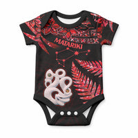 Matariki Baby Onesie NZ New Year Manaia with Paua Shell - Red LT9 Red - Polynesian Pride