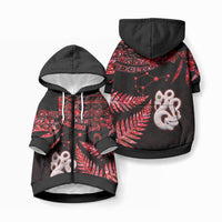 Matariki Pet Hoodie NZ New Year Manaia with Paua Shell - Red LT9 Zip-up Red - Polynesian Pride