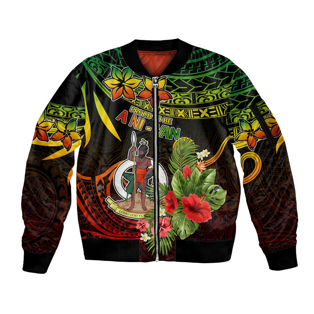 Vanuatu Islands Sleeve Zip Bomber Jacket Proud To Be A Ni-Van LT9 Unisex Reggae - Polynesian Pride
