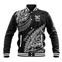 Fiji Rugby Baseball Jacket Kaiviti Fijian Tribal World Cup Black LT9 Unisex Black - Polynesian Pride