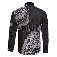 Fiji Rugby Family Matching Off Shoulder Long Sleeve Dress and Hawaiian Shirt Kaiviti Fijian Tribal World Cup Black LT9 - Polynesian Pride
