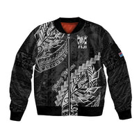 Fiji Rugby Sleeve Zip Bomber Jacket Kaiviti Fijian Tribal World Cup Black LT9 Unisex Black - Polynesian Pride