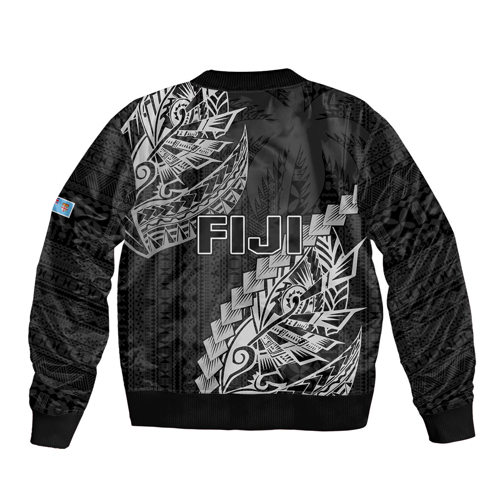 Fiji Rugby Sleeve Zip Bomber Jacket Kaiviti Fijian Tribal World Cup Black LT9 - Polynesian Pride