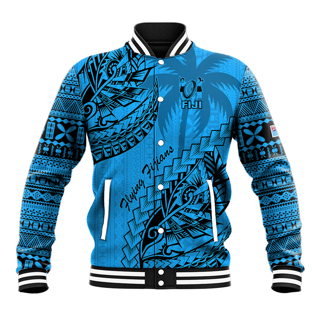Fiji Rugby Baseball Jacket Kaiviti Fijian Tribal World Cup Blue No1 LT9 Unisex Blue - Polynesian Pride